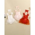 thumbnail image 2 of SXYPAYXS Baby Girls Romper Dress Heart Pattern Bowknot Straps Sleeveless Mesh Skirt Hem Bodysuits Summer Clothes with Headband, 2 of 7