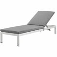 thumbnail image 1 of Lounge Chair Chaise, Aluminum, Metal, Steel, Silver Grey Gray, Modern Contemporary Urban Design, Outdoor Patio Balcony Cafe Bistro Garden Furniture Hotel Hospitality, 1 of 4