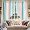 thumbnail image 2 of Coral Red Aqua Stripes Swag Valances for Windows 2 Pack Minimalist Abstract Vertical Striped Swag Kitchen Curtains 63 Inches Long Rod Pocket Short Window Treatment for Kitchen Bathroom 36"x63", 2 of 8