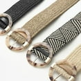 thumbnail image 3 of Belt Round Wooden Buckle Dress Belt for Women Casual Female Braided Wide Strap Female Designer Woven Girls Elastic PP Straw Belt Durable, 3 of 5