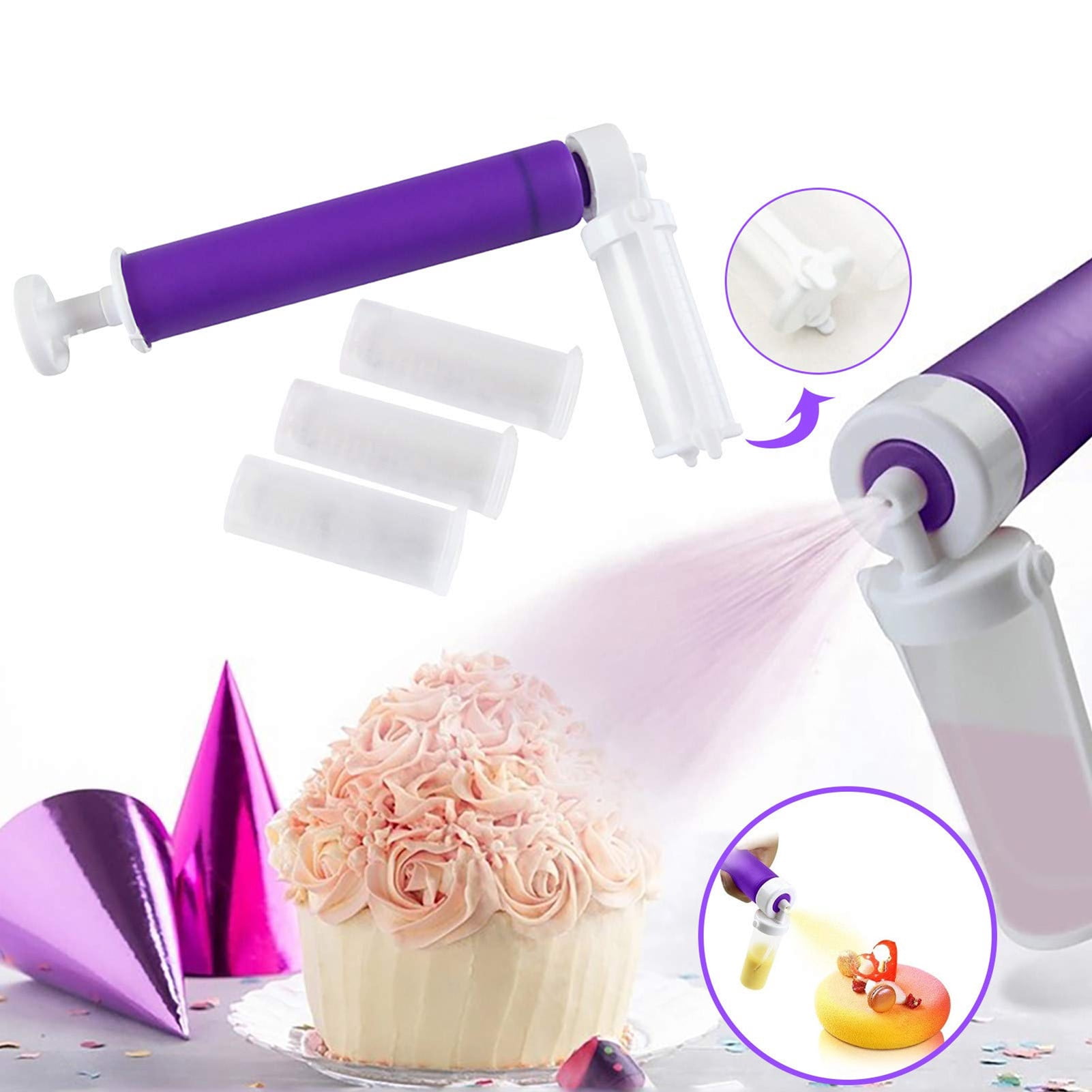 HEVIRGO Cake Airbrush, Cake Airbrush Convenient Adjustable Pressure Plastic Cake Decorating Dessert Decorator for Kitchen, Blue