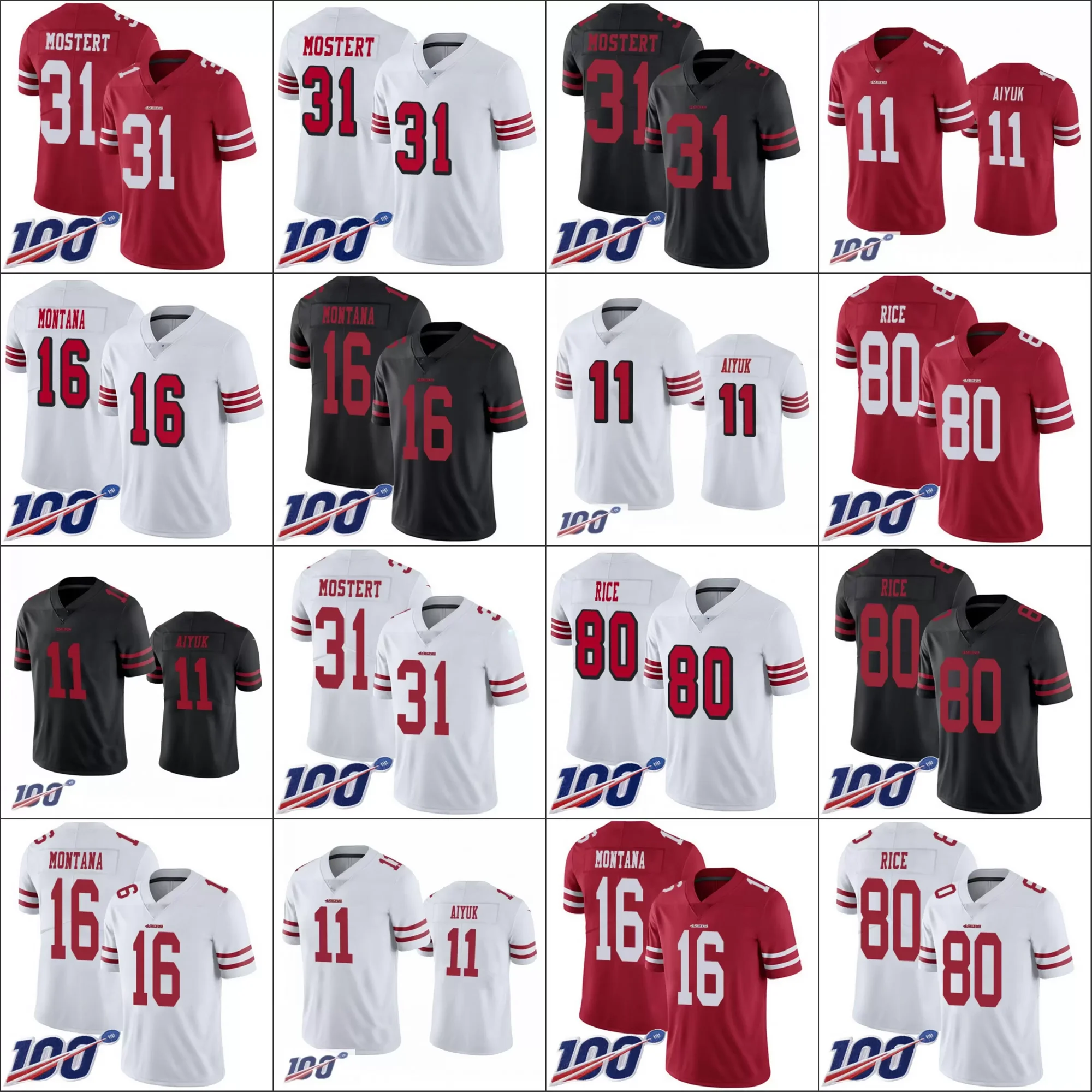 49ers nfl 100 jersey