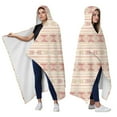 thumbnail image 2 of Wearable Blanket,Pink Geometric Striped Pattern Hooded Wearable Flannel Blanket for Adults & Teens,Winter Poncho Shawl Wrap Cape Cozy Anti-Pill,60"x80", 2 of 5