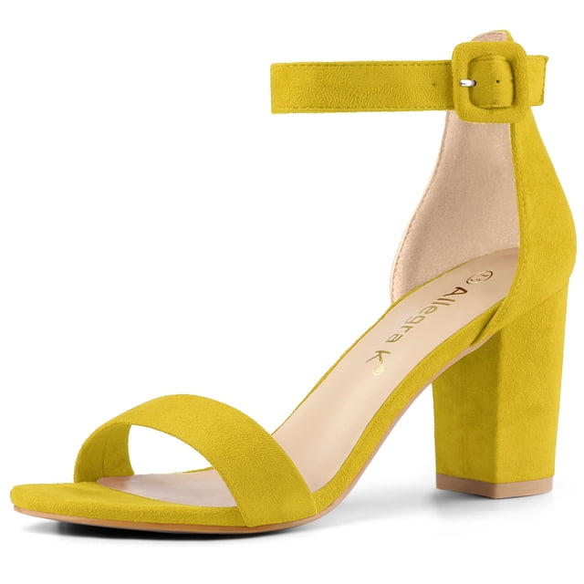 Sandalias de Tacón Alto Allegra K para Mujer Zapatilla Con Punta Abierta Correa de Tobillo Amarillo 40