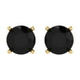 thumbnail image 3 of 3 Ct Round Cut Studs Black Natural Onyx 18K Yellow Solid Solid Gold Everyday Dainty Earrings Push Back, 3 of 7