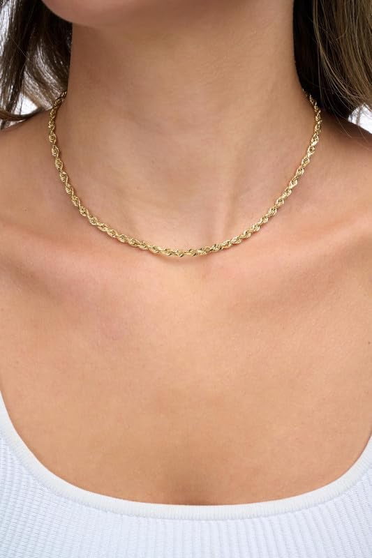 Gold Rope Chain Necklace for Men & Women – 100% Real 10k or 14k Gold, Lightweight, Premium Craftsmanship