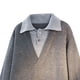 thumbnail image 4 of Ceisia Men's Oversize Two-in-One V-Neck Knit Sweater Multi-Color for Fall Casual Gift, 4 of 6