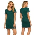 thumbnail image 7 of Womens Upgrade Summer Sleepshirts Short Sleeve Above Knee Length Nightgown Soft Sleeping Loungewear Nightshirts,Round Neck Loose Comfy Pajamas Dress Cotton Sleepwear S-2XL Green, 7 of 7