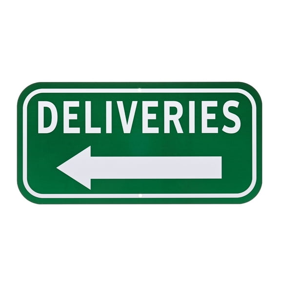 Uxcell 1-Pack Deliveries Sign with Lift Arrow, 12" x 6" Aluminum Front Door Sign for Home/Office [White on Green]