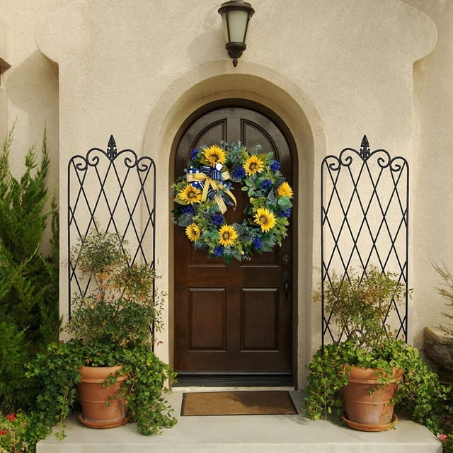 Sunflower Ukraine Ukraine Flag Sunflower Front Door Wreath Spring Decor Blue And Yellow Ukrainian Wreath For Home Porch Decoration