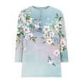 thumbnail image 6 of Fewfanhot Womens Casual Tops 2026 Blouse Crewneck Pleated Tunic Tops 3/4 Sleeve Dressy Casual Shirts Business Work Outfits, 6 of 7