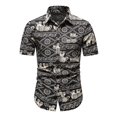 thumbnail image 2 of Camisas Oversize Hombre Camisa de manga larga con solapa y hebilla de bolsillo con impresión digital 3D para hombre (Black, M), 2 of 7