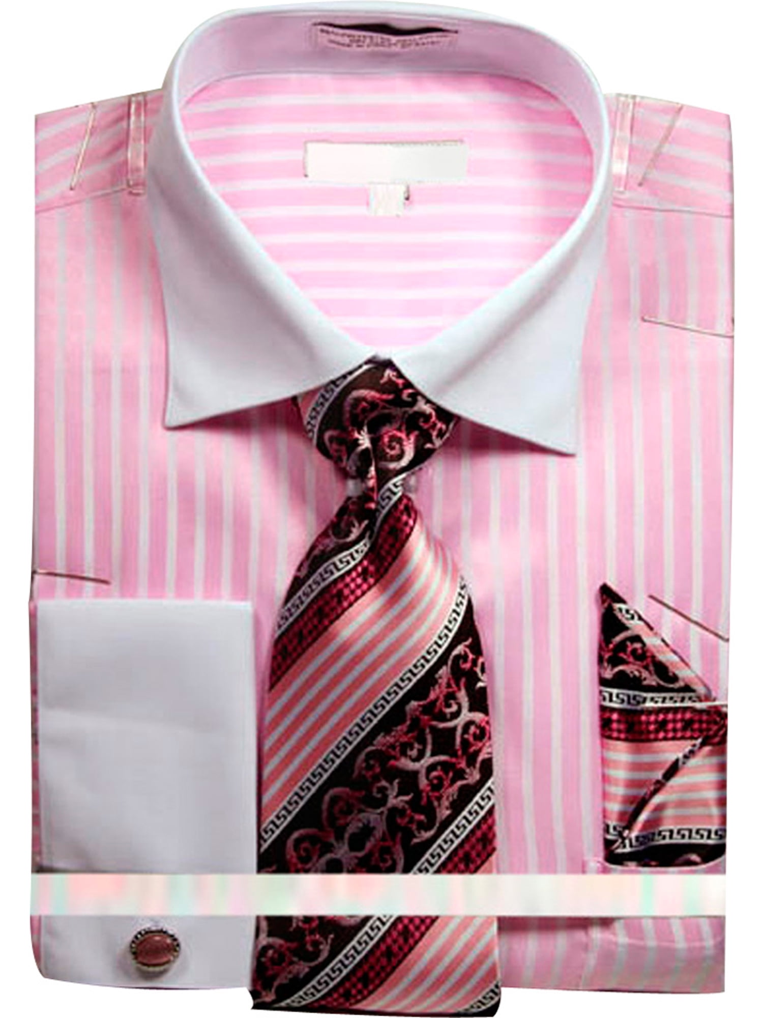 pink formal shirt with tie