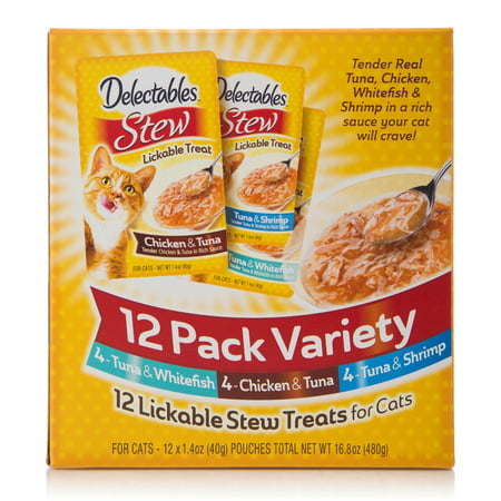 Delectables Lickable Cat Treats Stew Variety Pack, 12 Count (16.8