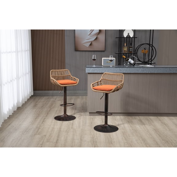 Clearance! COOLMORE Swivel Bar Stools Set of 2 Adjustable Counter Height Chairs with Footrest for Kitchen, Dining Room 2PC/SET