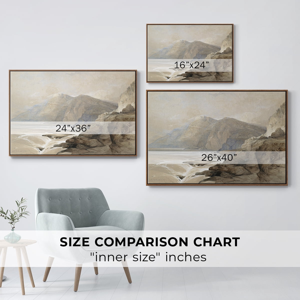 Vintage Landscape-MXV By Wexford Home Framed in Walnut Wood Gallery Wrapped Canvas 17 in. x 25 in.