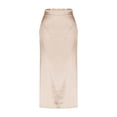 thumbnail image 5 of Women's Satin Midi Skirt, Solid Color Slip Bodycon Maxi Skirt, Elegant Flowy Slit Skirt for Wedding Guest, Party and Formal Occasions,Beige,L, 5 of 9