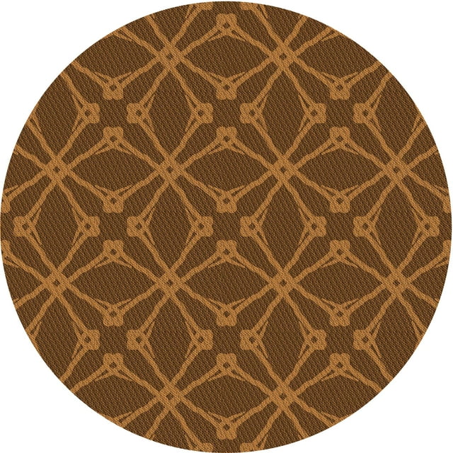 Ahgly Tapis Rond Lavable en Machine Intérieur Transitionnel Rouge Brun, 7 Pieds Rond