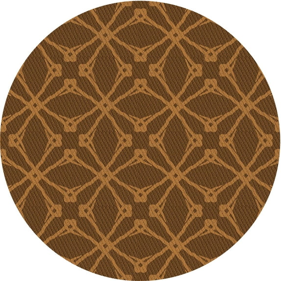Ahgly Company Machine Washable Indoor Round Transitional Red Brown Area Rugs, 3' Round