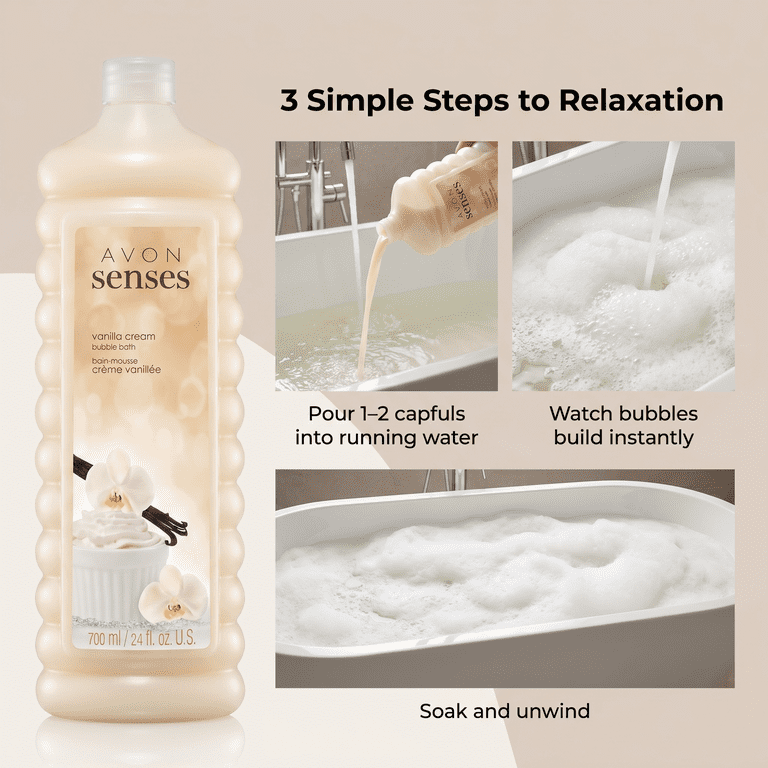 Avon Senses Vanilla Cream Foaming Bubble Bath, 24 oz photo 4