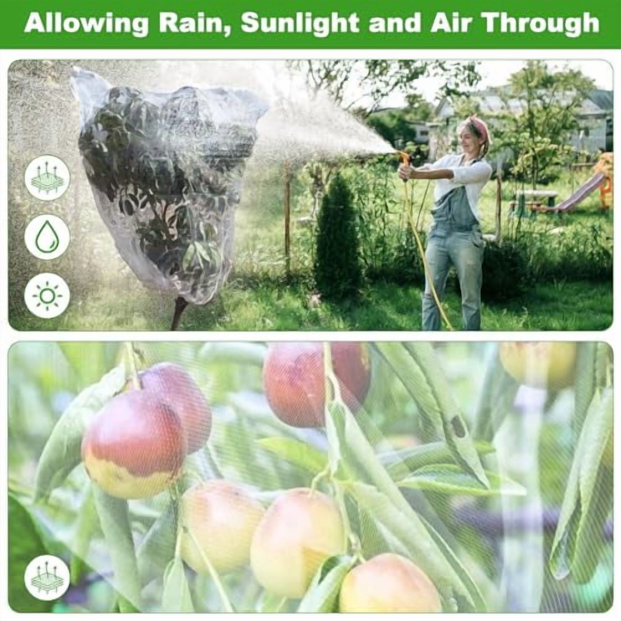 Large Fruit Tree Netting,2 Pack 10x10Ft Garden Netting Pest Barrier Mesh Covers Bags with Zipper and Drawstring Insect Bird Cover Netting Plant Protection Covers for Vegetables Bushes