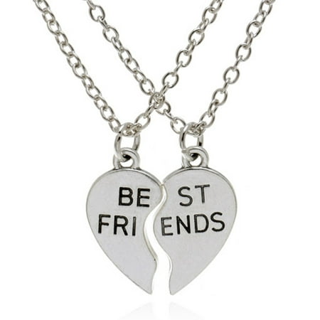 StylesILove Handmade Best Friends Shabby Silver Pendant Necklace - Set of