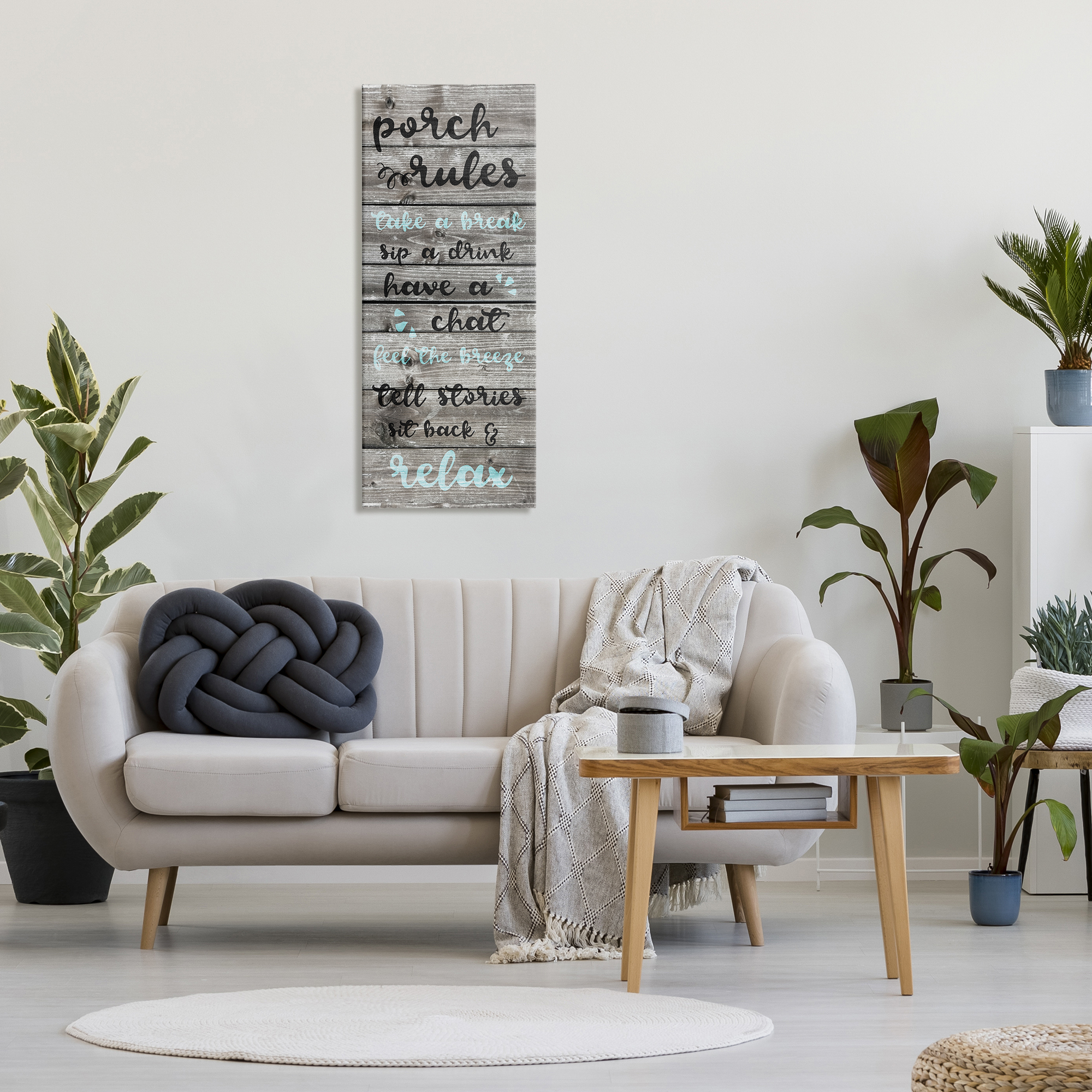 Stupell IndustriesPorch Rules Rustic Blue Sit Back and RelaxCanvas Wall Art by Daphne Polselli