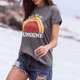 thumbnail image 4 of Mujeres crewneck manga corta Camiseta moda casual carta impresión mujer manga corta tops caqui L, 4 of 8