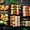 Sushi Party, variant on Elephant Stock Spice Baskets Wall Art - Horizontal Multi Panel Canvas - Living Room Wall Decor - Food And Drink Multi Panel - Orange And Green Decor - 23" x 14"