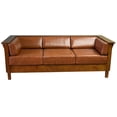 thumbnail image 3 of Crafters and Weavers Arts and Crafts Leather Side Sofa in Russet Brown, 3 of 8