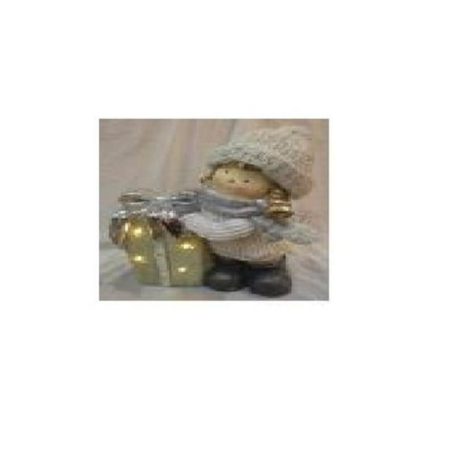 National Tree PG11-24140B 15 in. Magnesia Girl with Gift Box & Battery Operated LED Lights