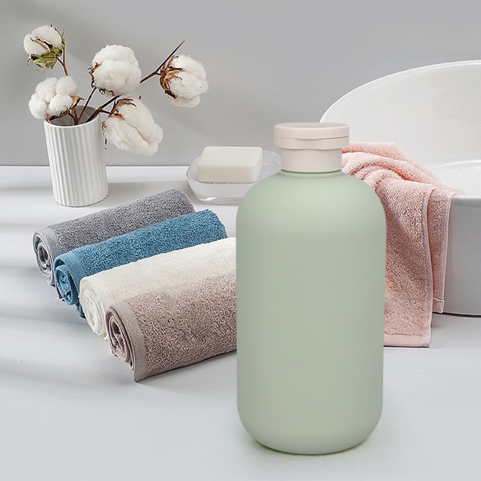 cpengpj 200-250ml Squeeze Bottles with Flip Cap, Refillable Plastic Travel Bottles for Shampoo, Toiletries, Lotion, Conditioner, Shower Gel, Cream, Material