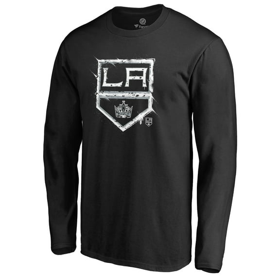 Men's Black Los Angeles Kings Splatter Logo Long Sleeve T-Shirt