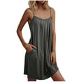 thumbnail image 2 of CFLVAEK Nightgowns for Women with Pockets Comfy Spaghetti Strap Chemise Nightgown Square Neck Pleated Sleepwear Casual House Dress L, 2 of 8