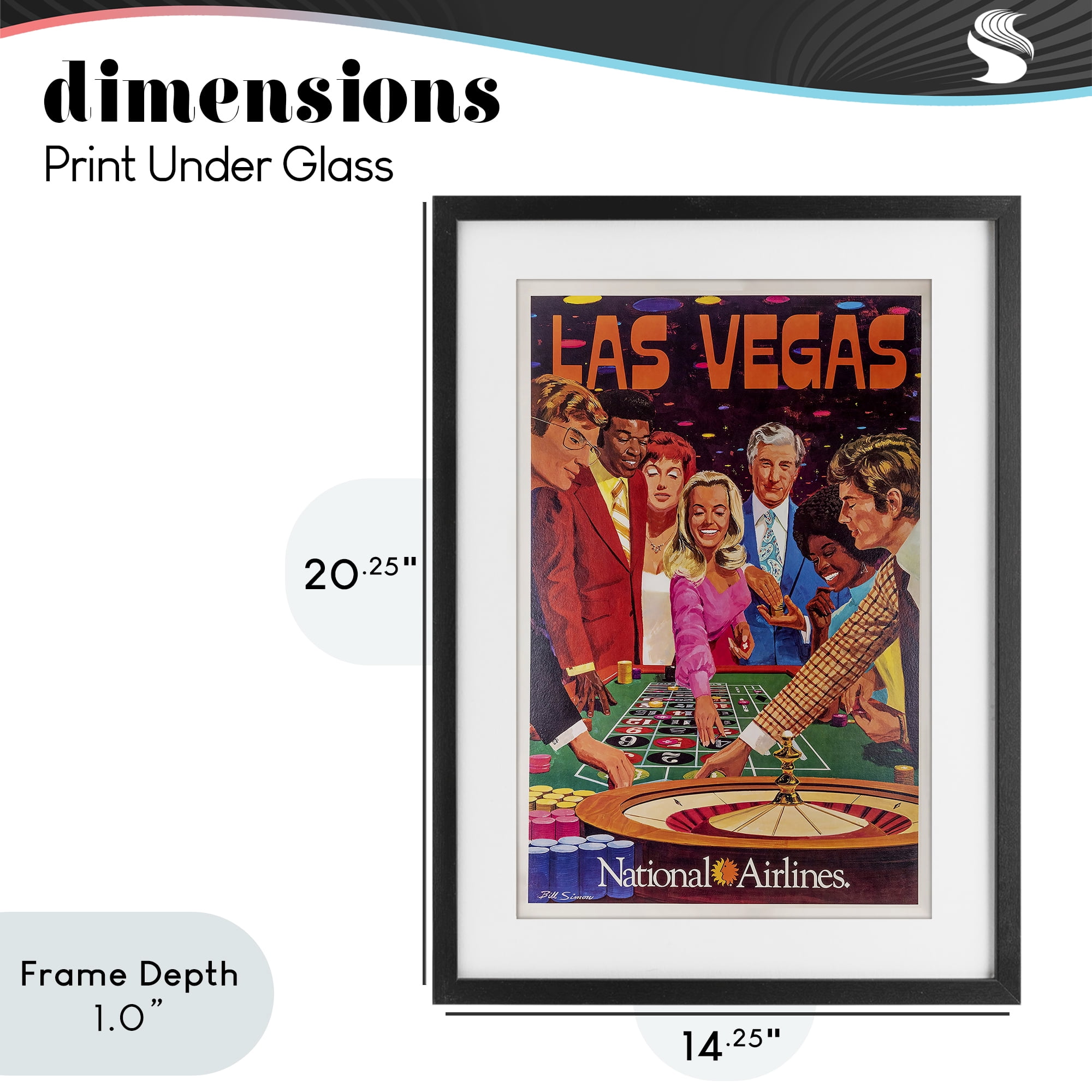 Stupell Industries Vintage Las Vegas Casino Black Framed Print Under Glass, design by Vintage Posters