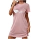 thumbnail image 2 of Camisón corto de mujer, vestido de largo medio con estampado de moda, camisón corto extragrande de mujer, camisón de manga corta con estampado de pecho a la moda, camisón de mujer, 2 of 6
