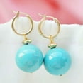 thumbnail image 2 of K-KED Natural Blue Turquoise Round Gemstone Beads Dangle Gold Leverback Earrings-8mm, 2 of 6