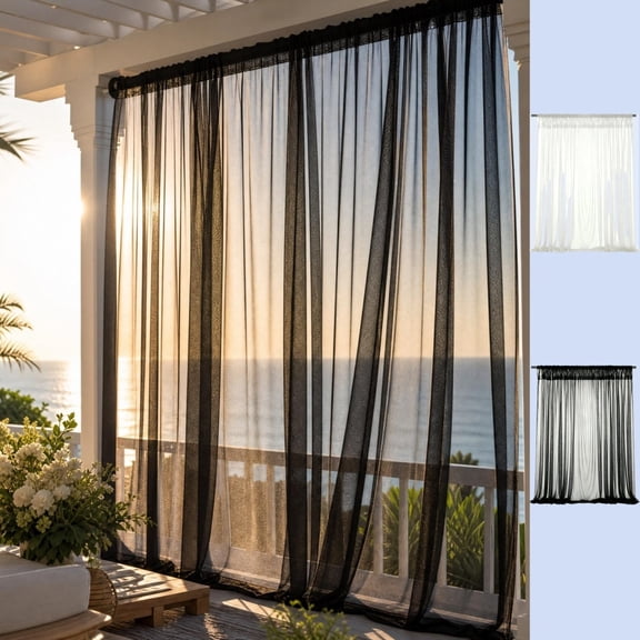 Extra Wide Outdoor Curtains, Waterproof Mesh Screen for Privacy, Bug Netting for Patio Porch Balcony Pergola Terrace, 78.74" x 95.28", Topliu
