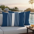thumbnail image 4 of Outdoor Waterproof Pillow Covers Summer Navy Blue Stripe Decorative Throw Pillow Protectors,Pillowcase Cushion Cases for Patio Sofa Garden Couch,20x12in,Pack of 2, 4 of 14