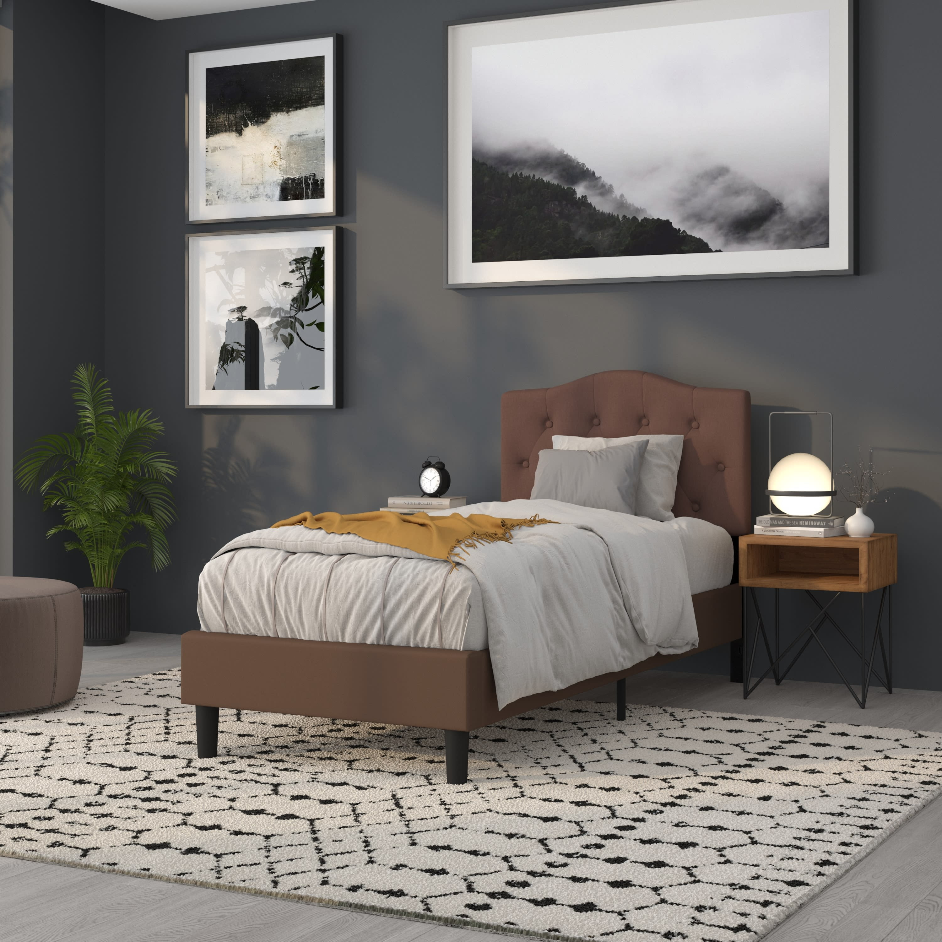 Flash furniture cambridge tufted upholstered king size headboard in dark gray fabric deals