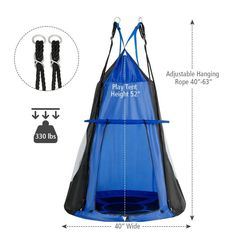 Gymax 40'' Indoor Cozy Kids Hanging Chair Swing Tent Set