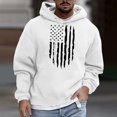 thumbnail image 4 of Caqnni Men's Novelty Solid Color Pullover Hoodie Casual American Flag Hooded Sweatshirts Jacket with Pocket (L,White), 4 of 4
