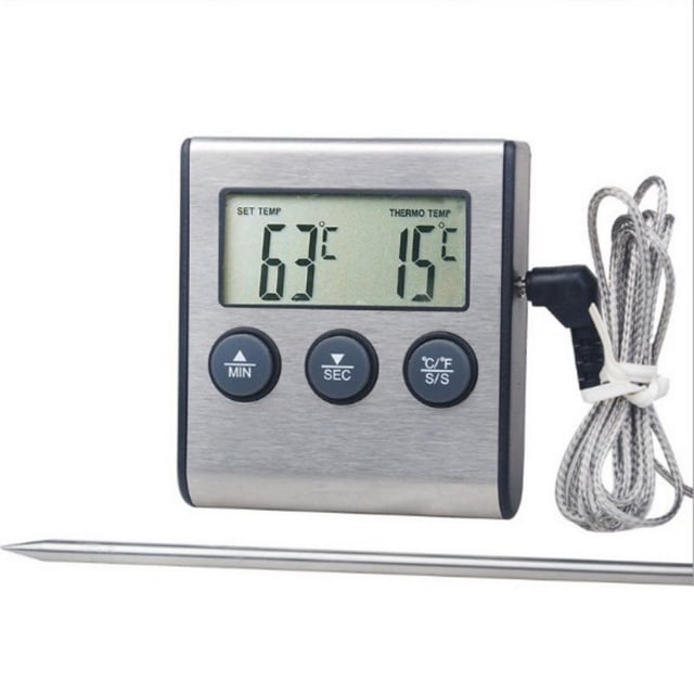 Digital Oven Thermometer Instant Read Meat Food Cooking Kitchen Thermometer with Timer 304 Stainless Steel Probe for Oven BBQ Grill Candy Milk Coffee