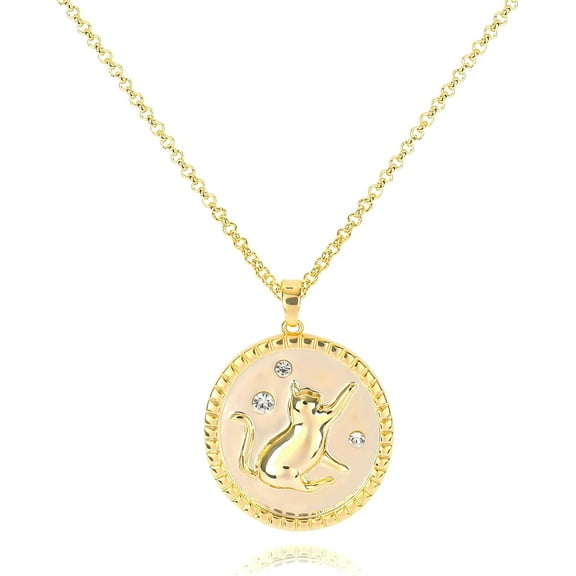 Gold Pendant Necklace For Women 14K Gold Plated Coin Pendant Necklace Adjustable Chain Disc Round Charm Initial Statement Necklace Trendy Jewelry Gift For Her[o487]