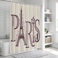 thumbnail image 6 of PARIS Bathroom Shower Curtains with 12 Hooks Polyester Waterproof Shower Curtain for Stalls and Bathtubs Vintage Pink Eiffel Tower Romantic Leaves Couple Decorative Bathroom Curtain 54x78 Inches, 6 of 9