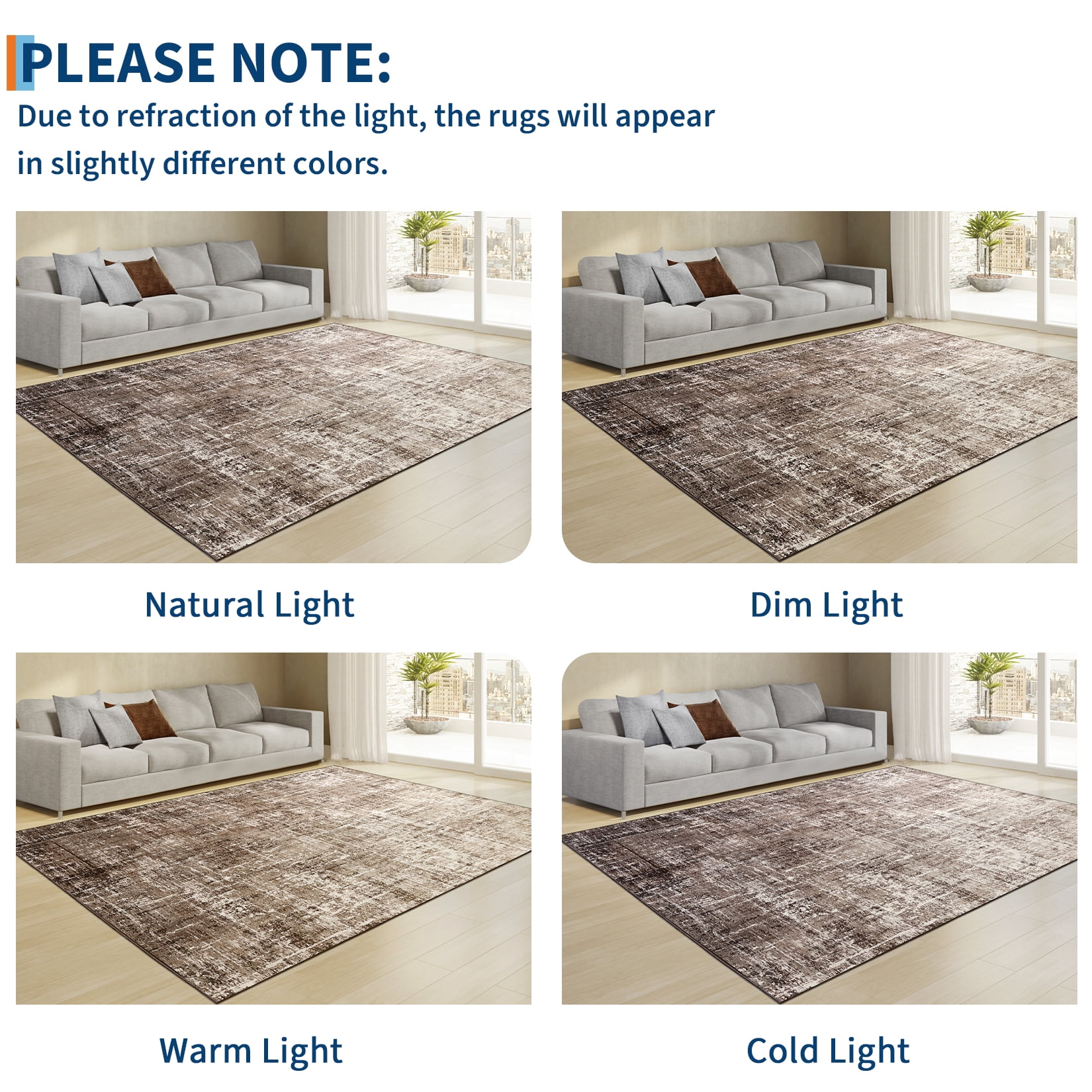 Hasoo Large Washable Rug 9' x 12' Area Rug for Living Room Modern Abstract Non-Slip Neutral Indoor Decor Carpet, Brown