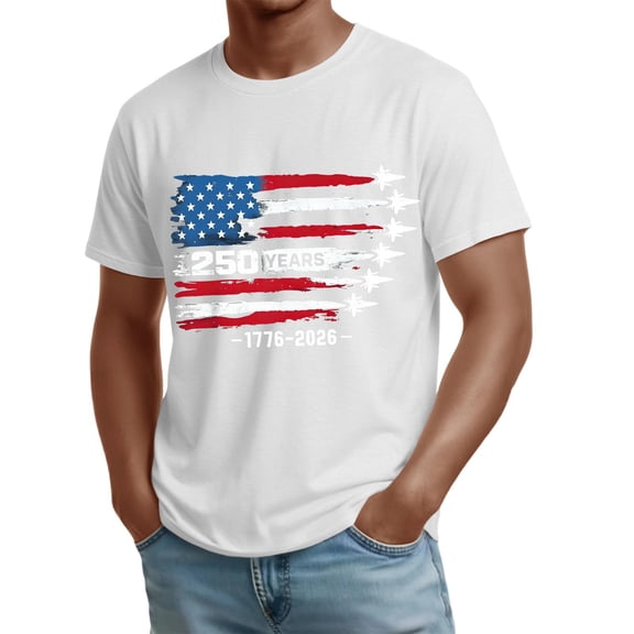 IYYVV 4th of July Shirts for Men USA Patriotic Tees Flag T-Shirts Fourth of July Short Sleeve Tops White XXXL