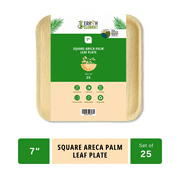Earth Cleanse Areca Palm Leaf Square Plates 7-Inch ,Pack of 25