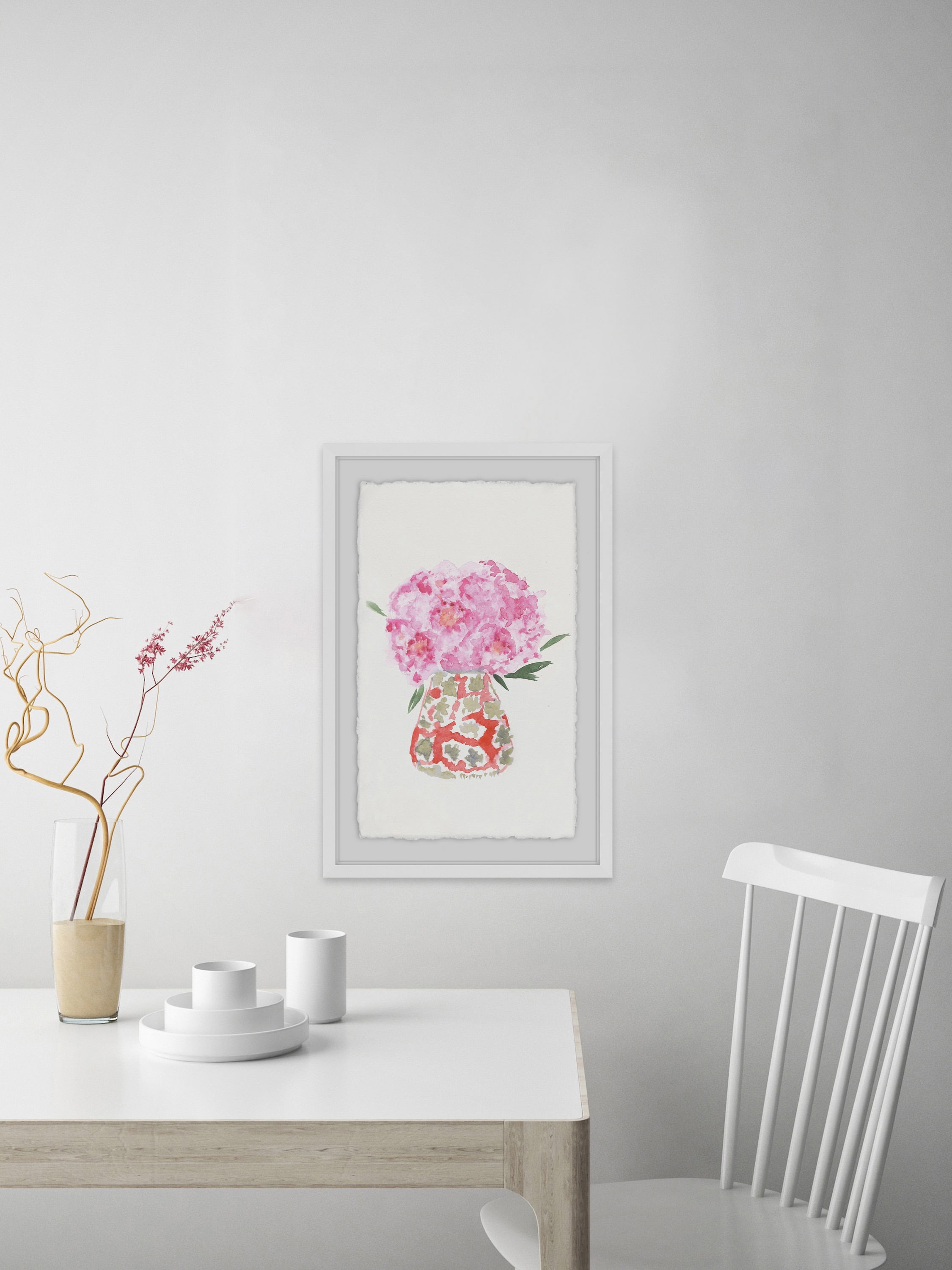 Fluffy Pink Flowers Framed Painting Print