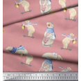 thumbnail image 2 of Soimoi Rayon Fabric Cycle,Rabbit & Bear Kids Fabric Prints By Yard 56 Inch Wide, 2 of 2